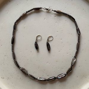 Shell and Silver Necklace and Earring Set